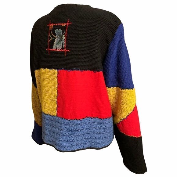VTG Alex Kin Geometric Exclusive Embroidered ART Decoration Blazer/Cardigan PXL - Picture 3 of 7